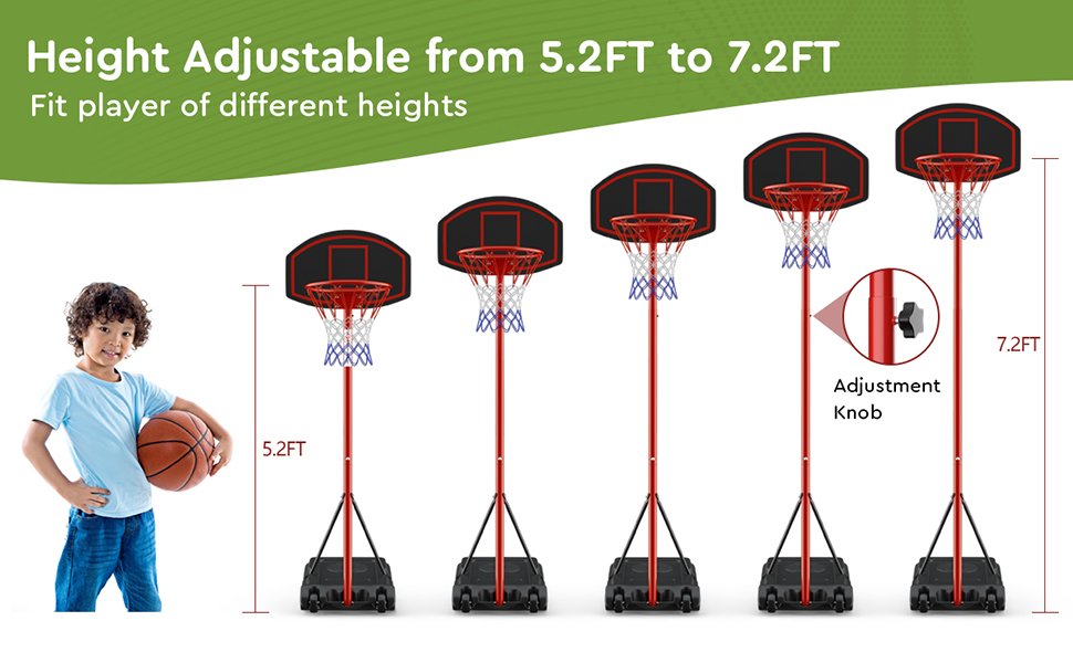 Adjustable Basketball Hoop System Stand Portable