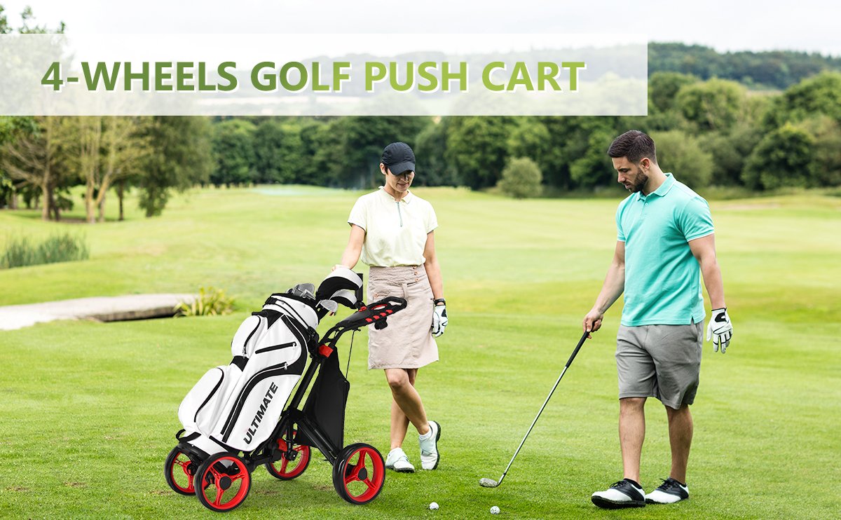 Lightweight Foldable Collapsible 4 Wheels Golf Push Cart