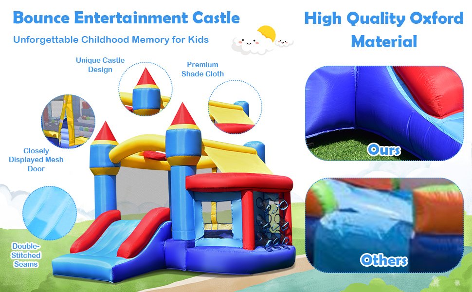 with Blower Candy Store Theme Great for 3-8 Years Kids Birthday Party Gift Jumping and Climbing HuaKastro Inflatable Bouncy Castle 4 in 1 Bounce House with Slide and Ball Pit 