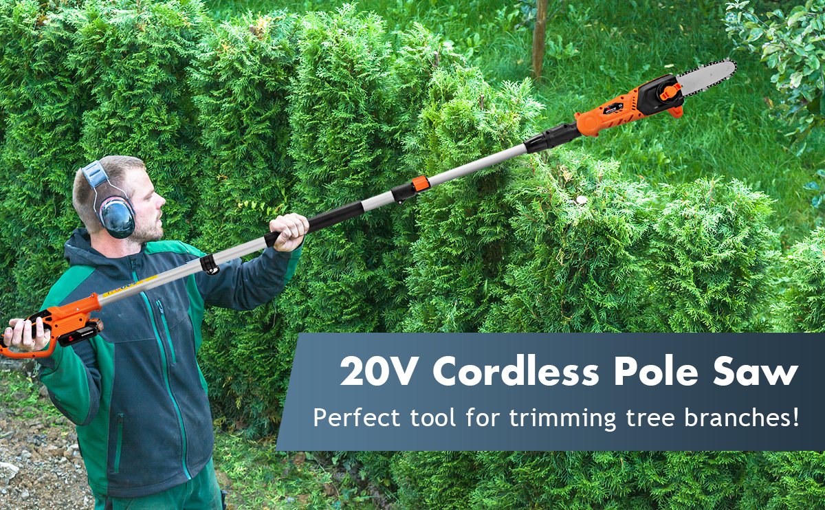 Electric Cordless 20v 9 ft Pole Saw with Battery and Charger
