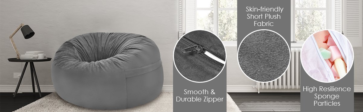 3' Bean Bag Chair with Microfiber Cover and Independent Sponge Filling