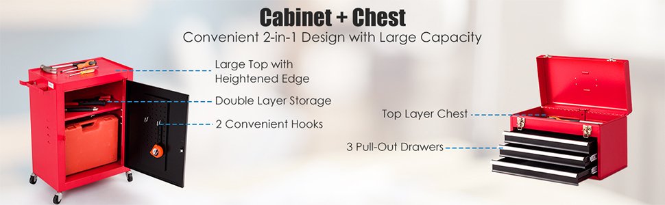 2 PC Mini Tool Chest Cabinet Storage Toolbox