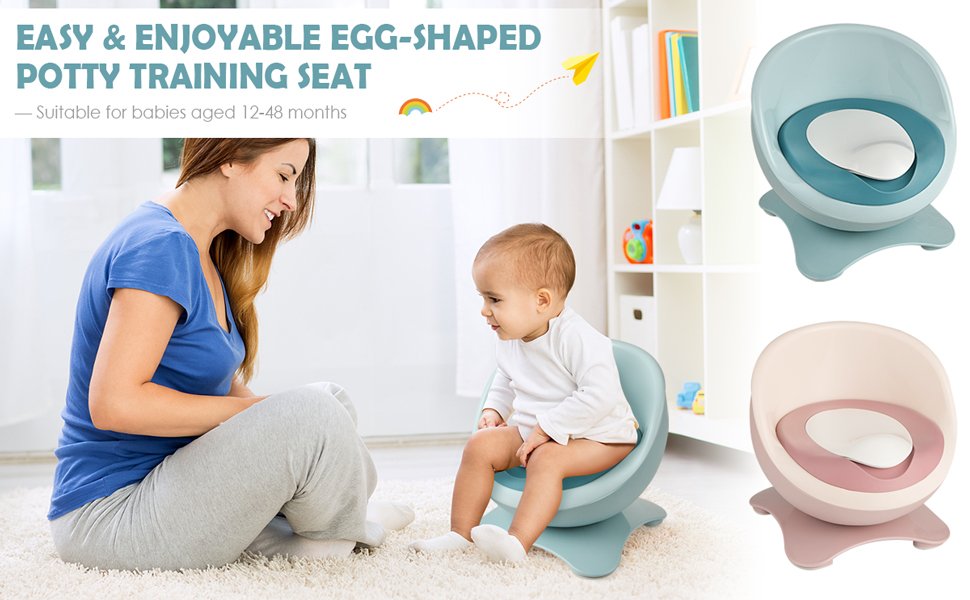 Egg-Shaped Toddler Training Toilet with Removable Container