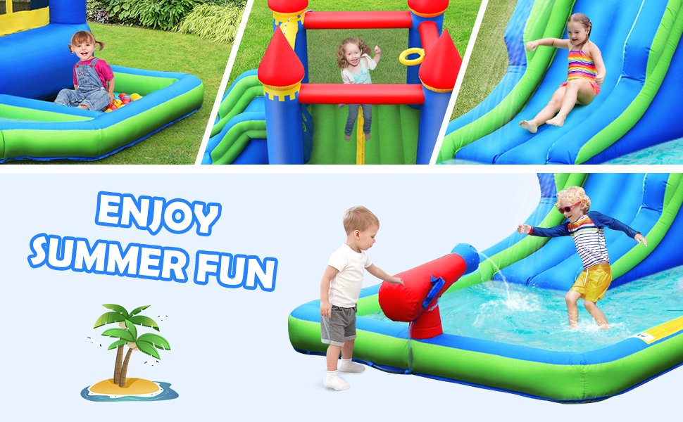 Inflatable Bounce House Castle Water Slide with Climbing Wall