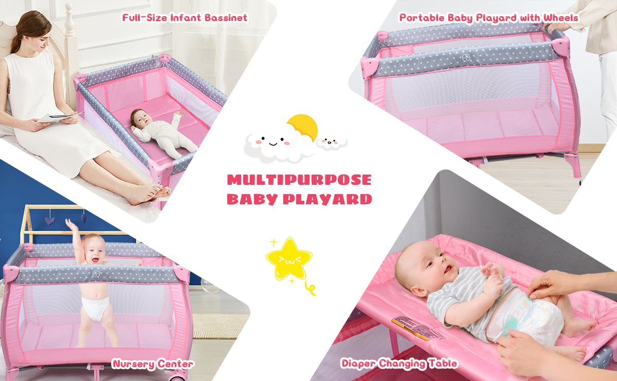 Portable Foldable Baby Playard Nursery Center with Changing Station