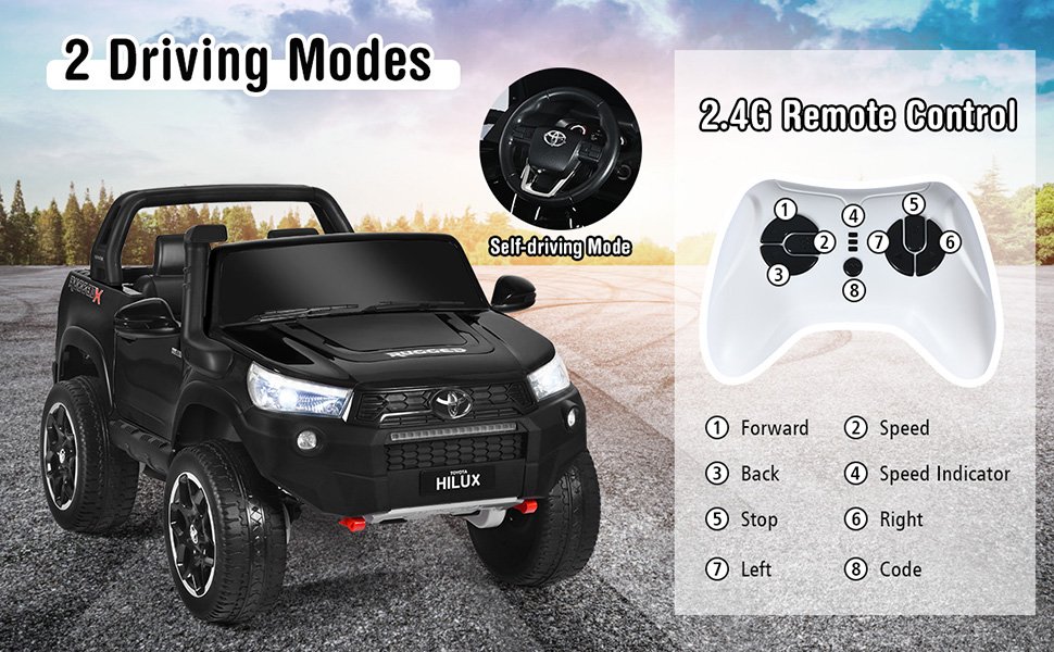 212V Licensed Toyota Hilux Ride On Truck Car 2-Seater 4WD with Remote