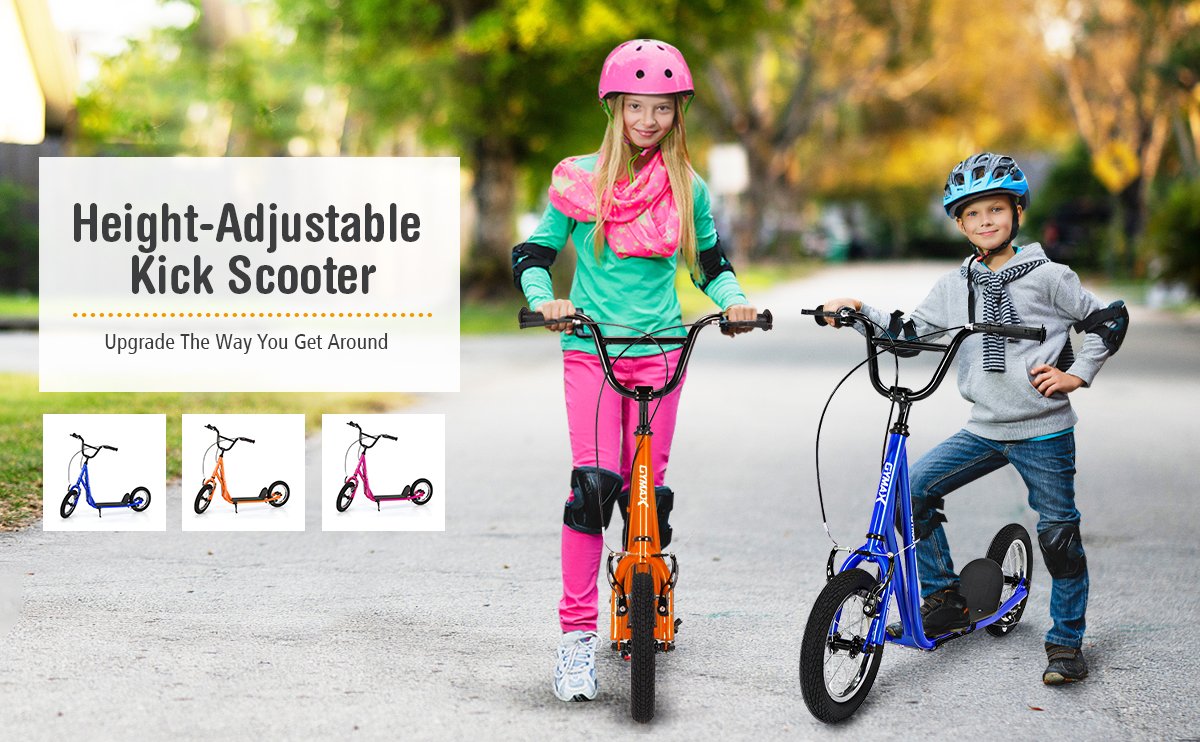 Height Adjustable Kid Kick Scooter with 12 Inch Air Filled Wheel