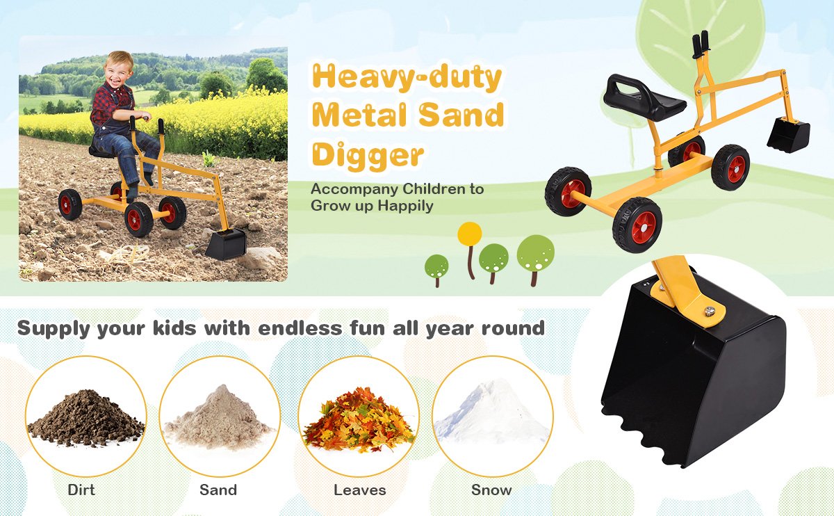 Details about   Heavy Duty Kid Ride On Sand Digger With 4 Wheel Excavator And Two Handed Control 