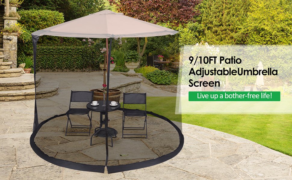 9 -10 Feet Outdoor Umbrella Table Screen Mosquito Bug Insect Net