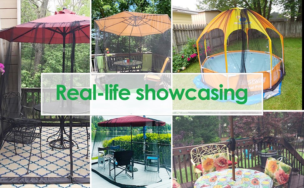 9 -10 Feet Outdoor Umbrella Table Screen Mosquito Bug Insect Net