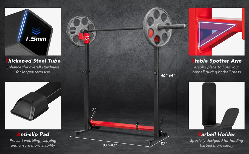 FH10013Adjustable Squat Rack Stand Multi-function Barbell Rack Home Gym Fitness