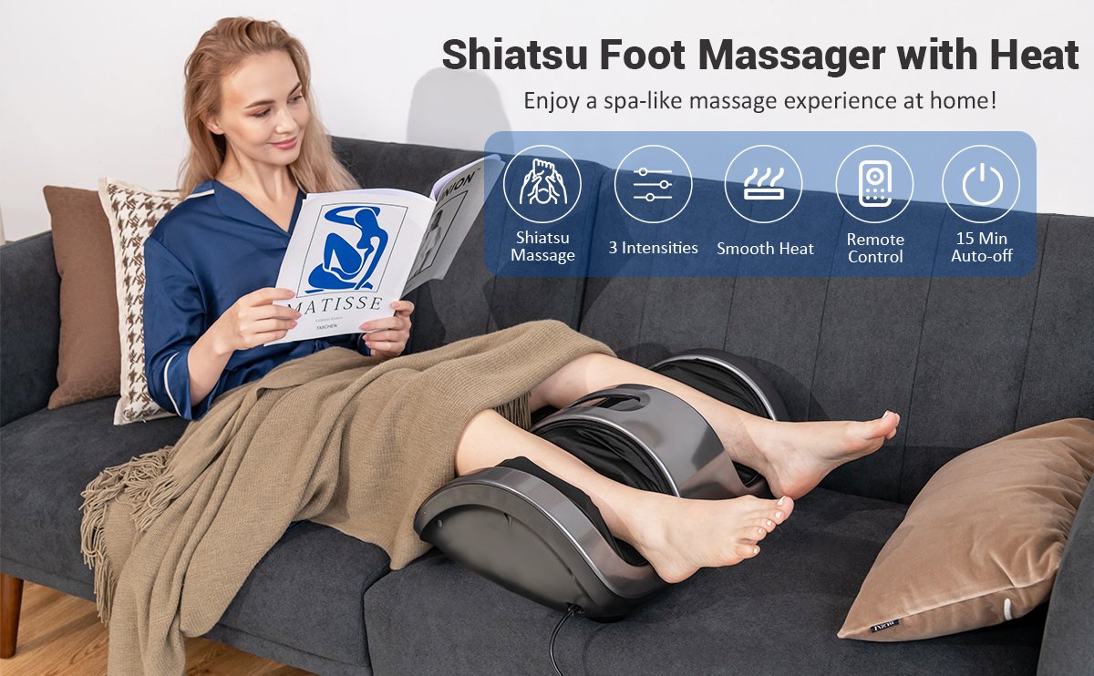 Shiatsu Foot Massager with Kneading and Heat Function