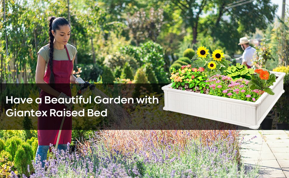 48 Inch Raised Garden Bed Planter for Flower Vegetables Patio