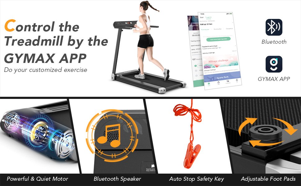 Folding Compact Treadmill with APP Control Speaker and 12 Preset Programs