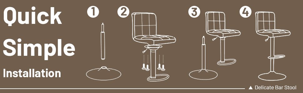 Set of 2 Adjustable Bar Stools with Backrest and Footrest