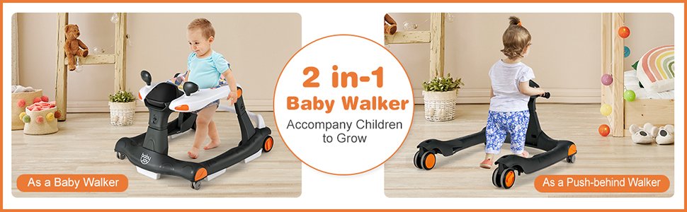 2-in-1 Foldable Activity Push Walker with Adjustable Height
