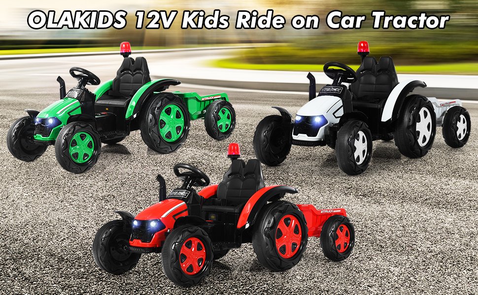 2 in 1 Electric 12V Kids Ride on Car Tractor with Remote Control LED Light Horn