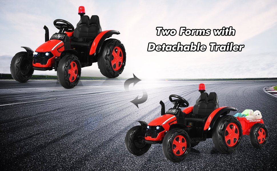2 in 1 Electric 12V Kids Ride on Car Tractor with Remote Control LED Light Horn