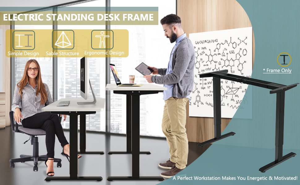 Black/White/Silver Frame for Sit Stand Rising Desk w/LED Memory Keypad Black Frame Direction Electric Height Adjustable Standup Desk Frame Only w/Dual Motor 