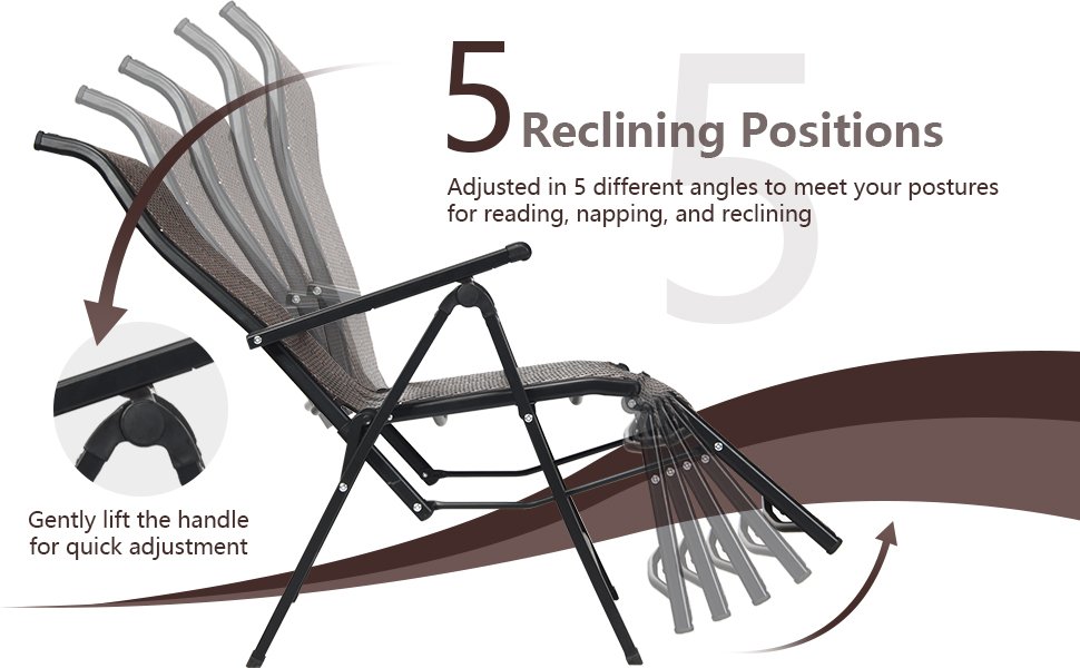 Patio Back Adjustable Rattan Folding Lounge Recliner