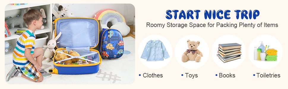 2 Pieces Kids Luggage Set with Backpack and Suitcase for Travel
