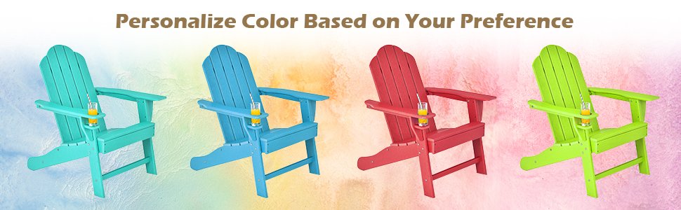 Adirondack Weather Resistant Chair With Cup Holder for Garden Patio