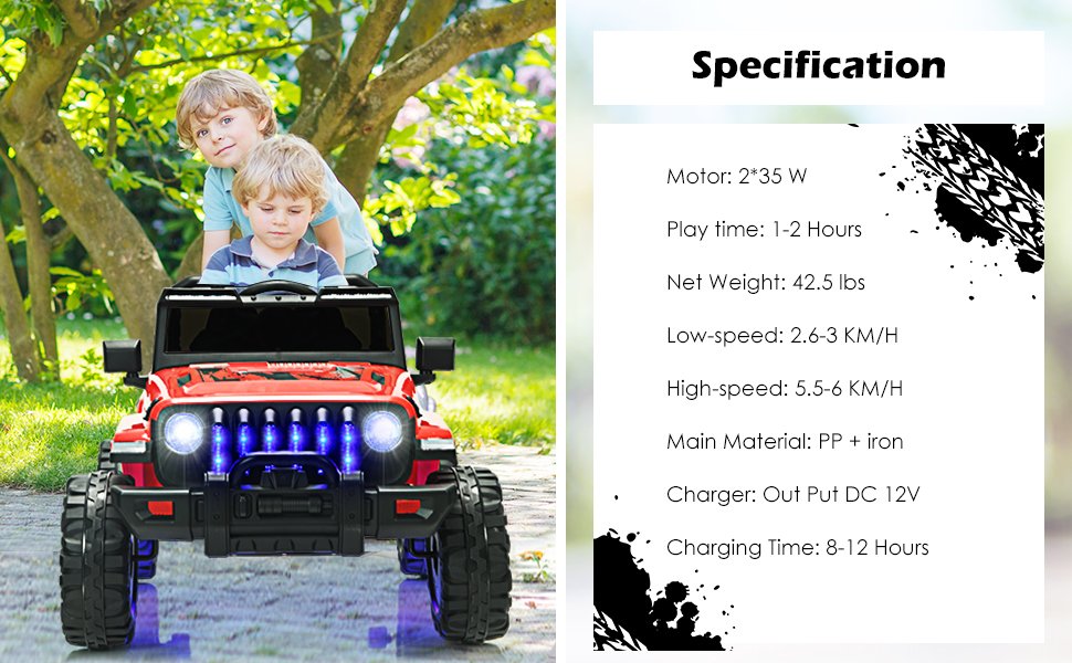12V Kids Ride-on Jeep Car with 2.4G Remote Control
