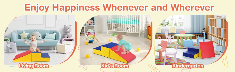2 Pieces Soft Foam Indoor Toddler Climb Slide Activity Play Set