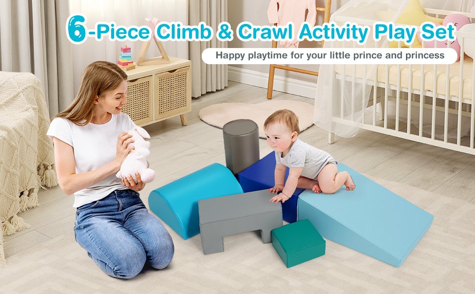 6 Piece Climb Crawl Play Set Indoor Kids Toddler