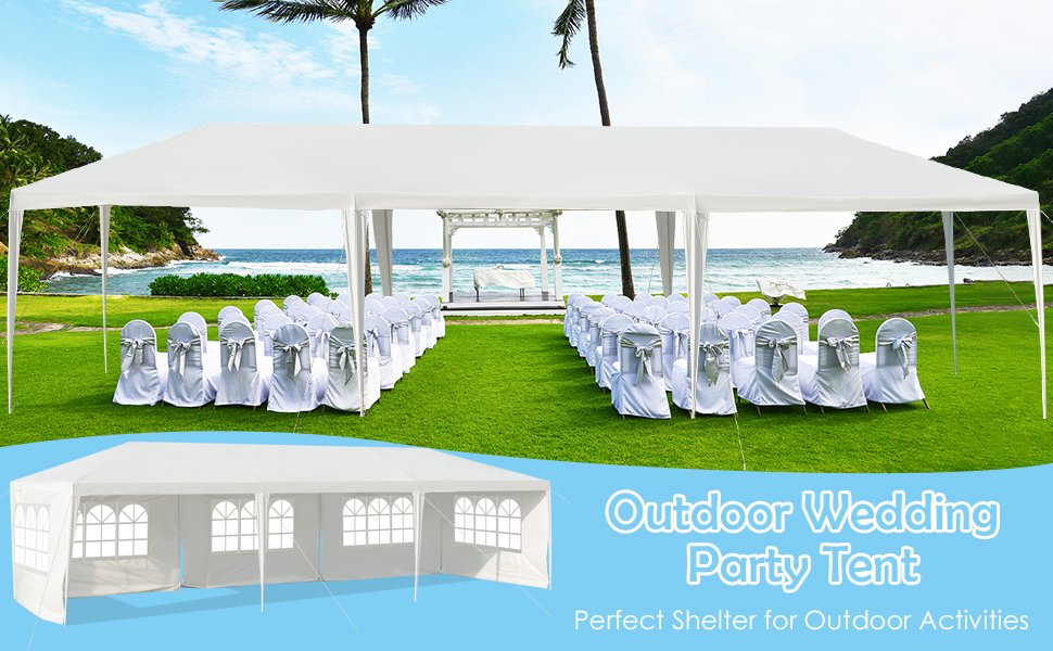 Snazzy Ontstaan Mysterieus 10 x 30 Feet Canopy Tent with 5 Removable Sidewalls for Party Wedding -  Costway