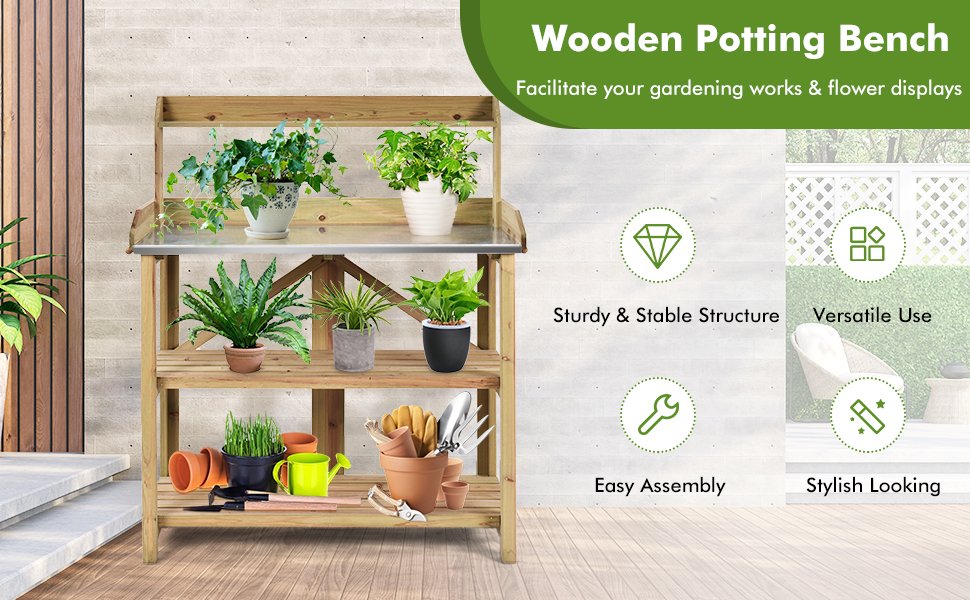 Garden Wooden Plant Bench Work Station