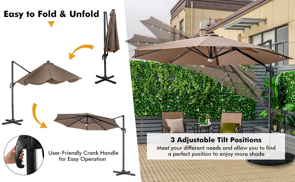 10FT Cantilever Solar Umbrella