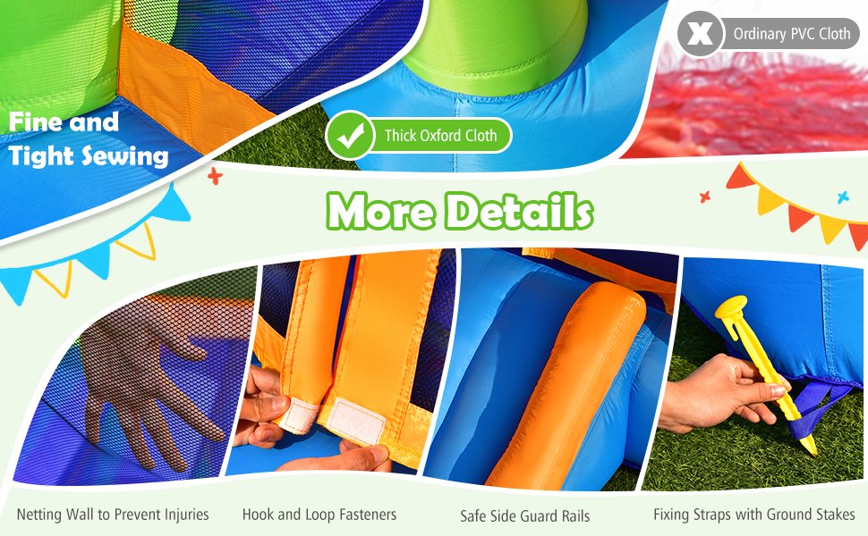 Kids Inflatable Bounce House Without Blower for Indoor and Outdoor