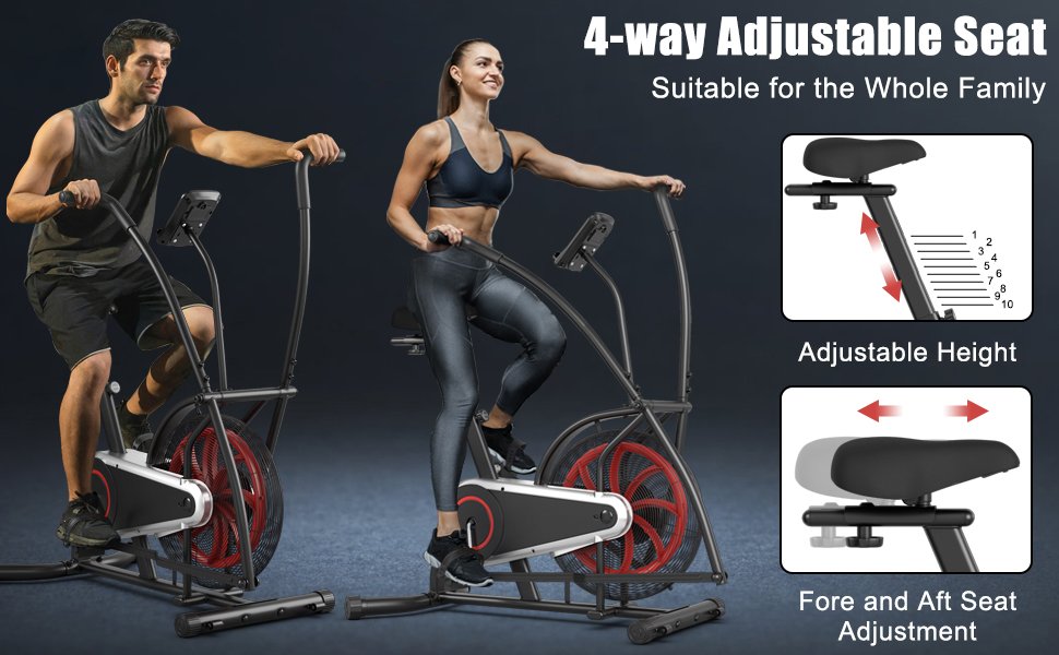 Upright Air Bike Fan Exercise Bike with Display Unlimite Resistance and Adjustable Seat