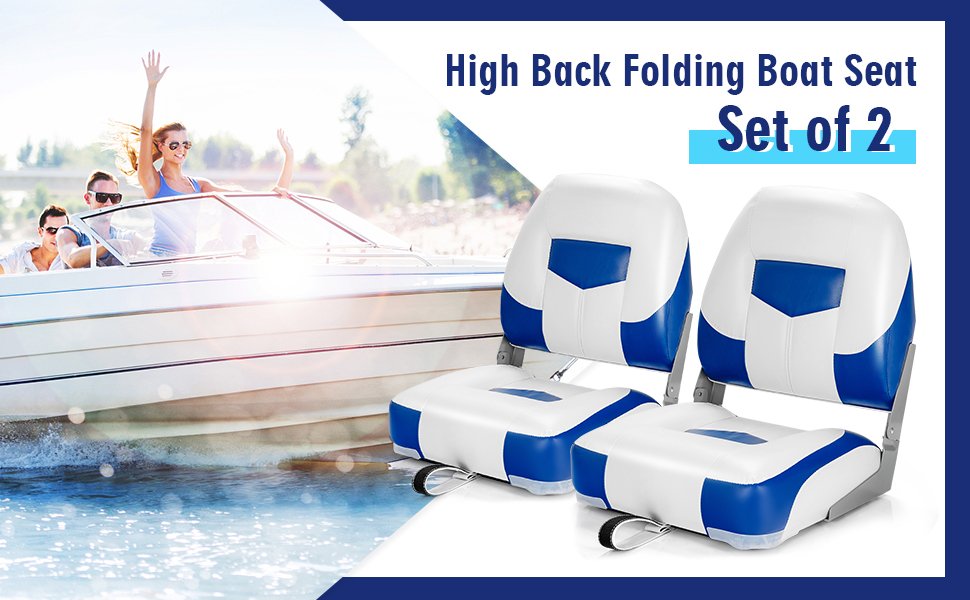Set of 2 Folding Low Back Fishing Boat Seat with Stainless Steel Screws