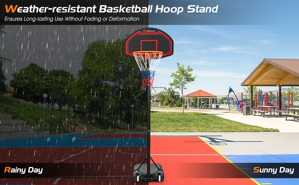 Adjustable Kids Basketball Hoop Stand with Durable Net and Wheel