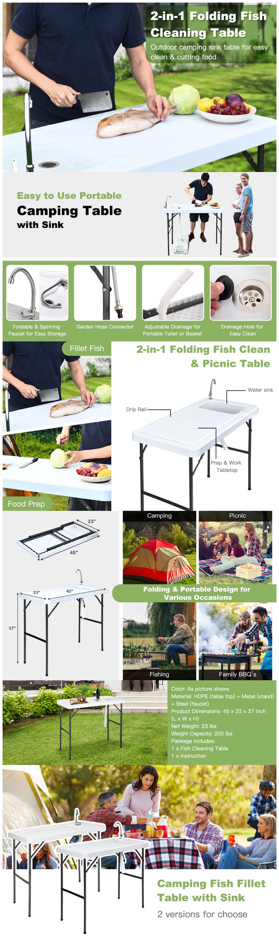 Folding Portable Fish Hunting Cleaning Cutting Table