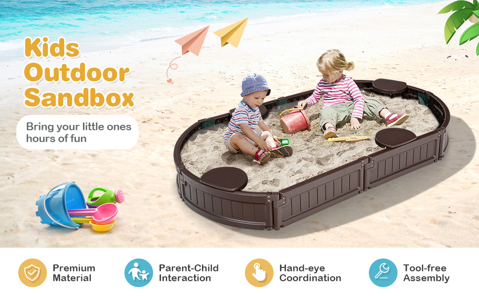 Sandbox with Built-in Corner Seat and Bottom Liner
