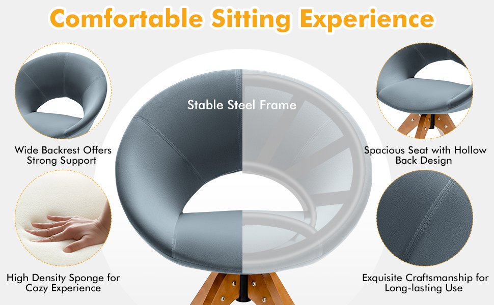 Mid Century Modern Swivel Accent Chair Fabric Velvet Armchair