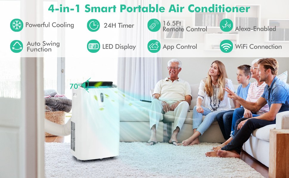 Portable 4-in-1 Air Conditioner with Smart Control