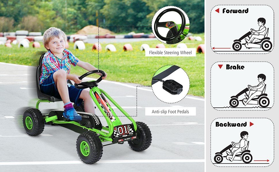 4 Wheel Pedal Powered Ride On Car with Adjustable Seat