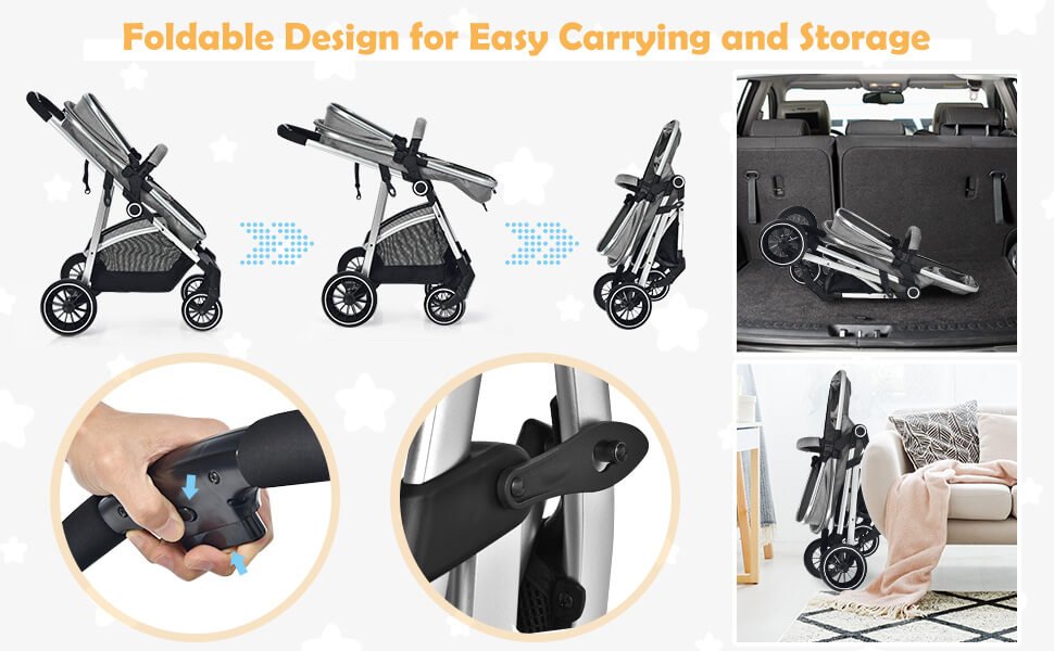 2 in 1 Convertible Baby Stroller with Reversible Seat