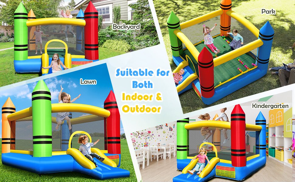 Kids Inflatable Bounce House with Slide and Ocean Balls Not Included Blower