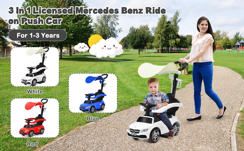 3-in-1 Mercedes Benz Ride-on Toddler Sliding Car