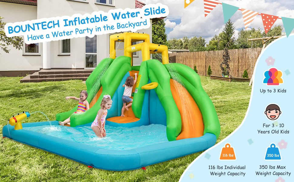 Inflatable Water Park Bounce House with Climbing Wall without Blower
