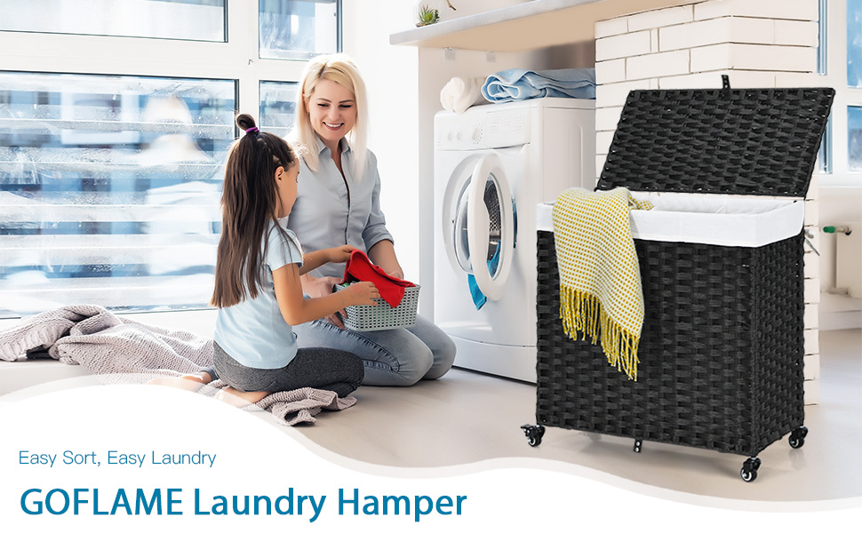 Laundry Hamper with Wheels and Lid