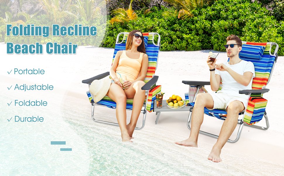 Folding Backpack Beach Chair with Pillow