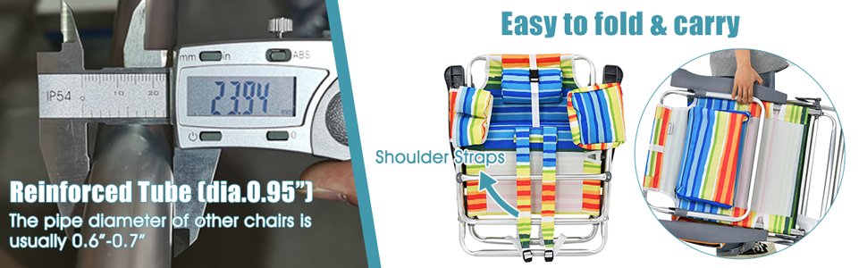Folding Backpack Beach Chair with Pillow