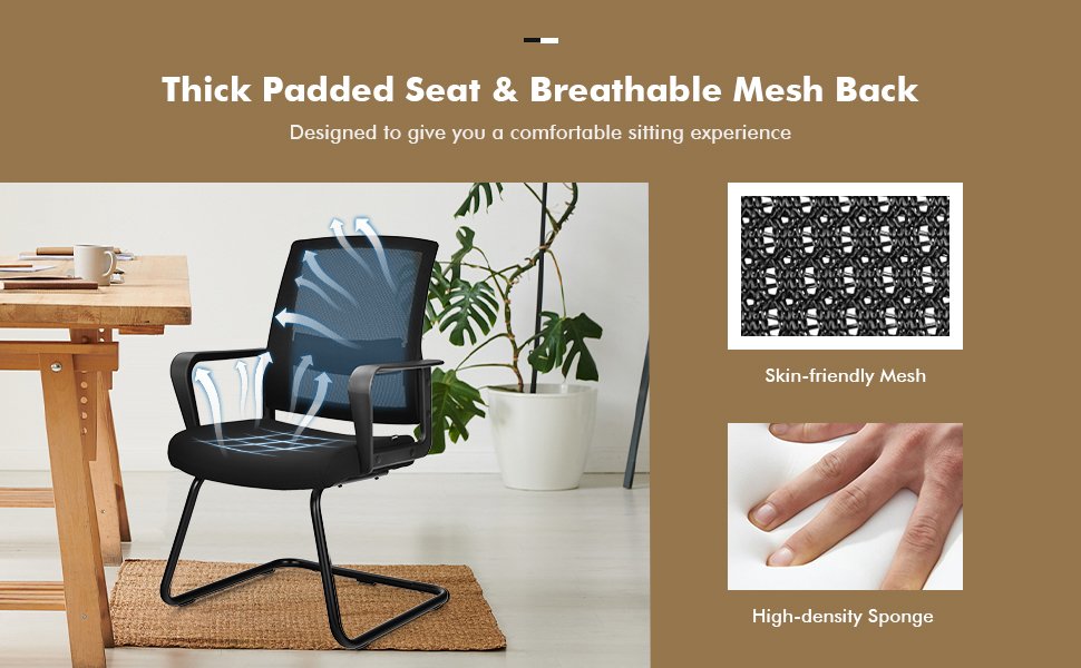 1 Piece Mid Mesh Back Conference Chair with Lumbar Support