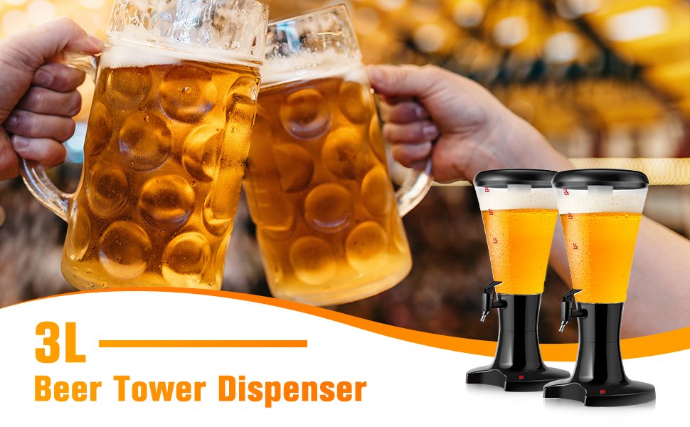 3L Draft Beer Tower Dispenser with LED Lights